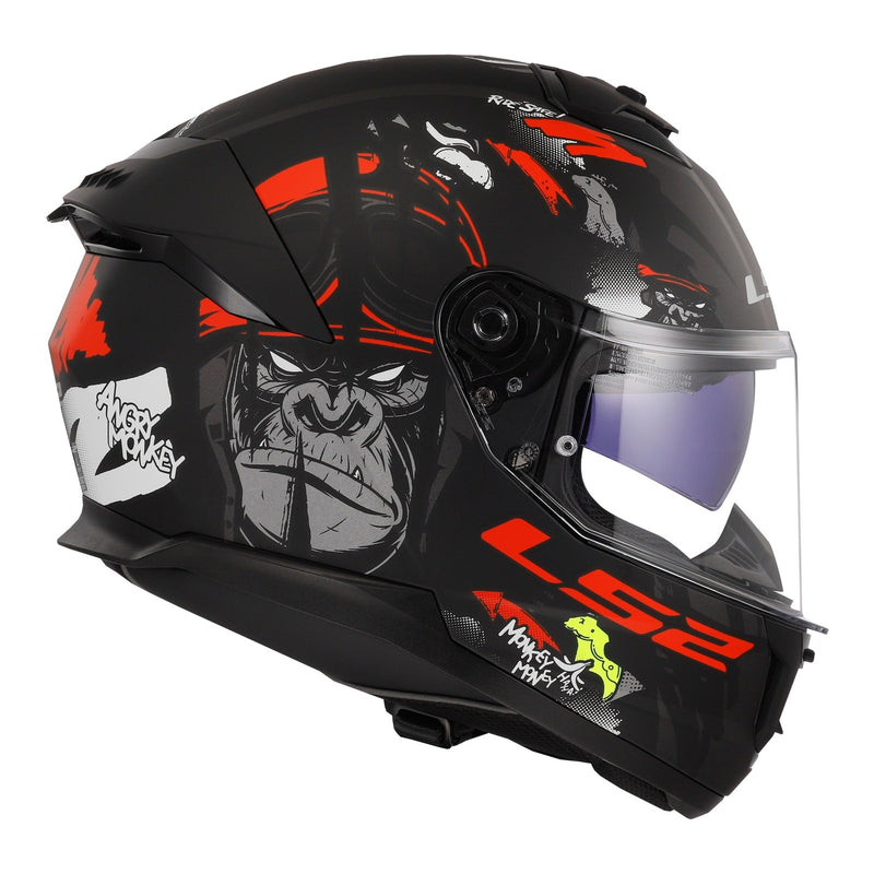 LS2 FF808 Stream II Angry Monkey Helmets - Matte Black / Red 06