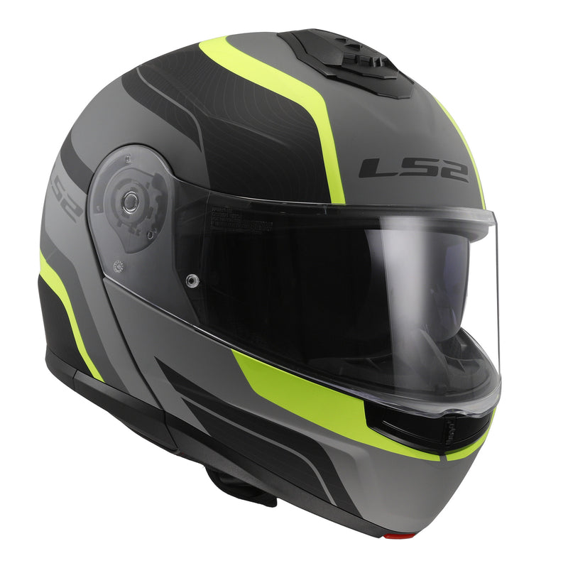 LS2 FF908 Strobe II Monza Flip Front Helmets - Matte Black / Hi-Vis Yellow 06